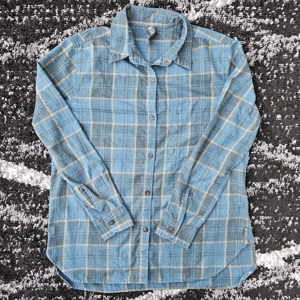 Mountain Hardwear Long Sleeve Flannel Plaid Turquoise Button Up Shirt Women's S - Picture 10 of 14